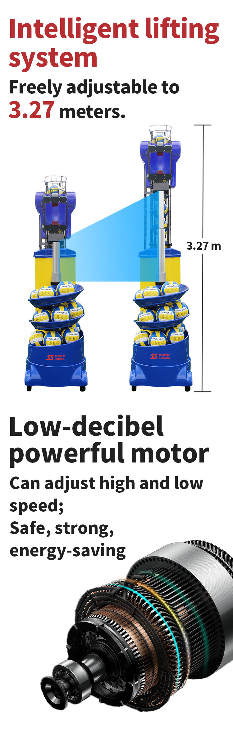 AC 110V 140 Km/H Volleyball Shooting Machine Computer Intelligent