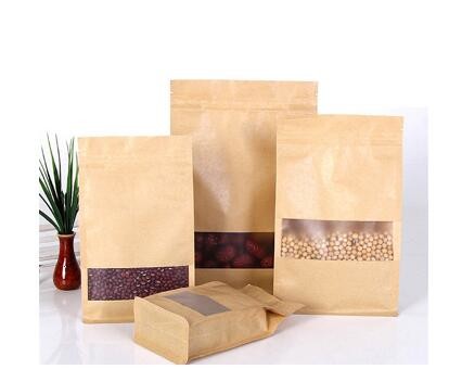 Laminated Material Doypack Pouch Stand Up Kraft Paper Bags/ Heat Seal Zipper Paper Packaging Bag