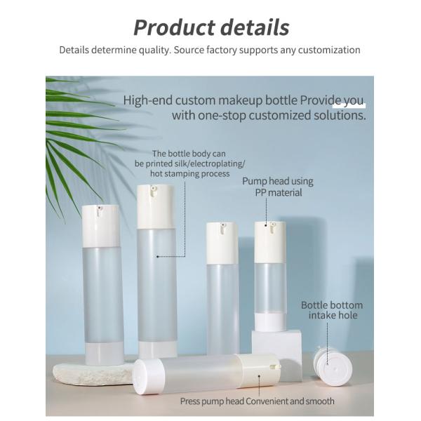 Luxury Cosmetic Packaging Plastic Lotion Airless Pump Bottle 30ml-120ml Custom Skincare Packaging with Refillable Inner Tube