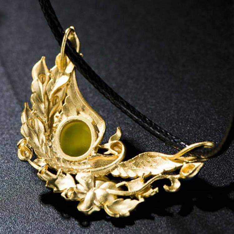 Gold Plated Fashion Enamel Phoenix Pendant Necklace with Silver Chain 18 inches(P6050602)