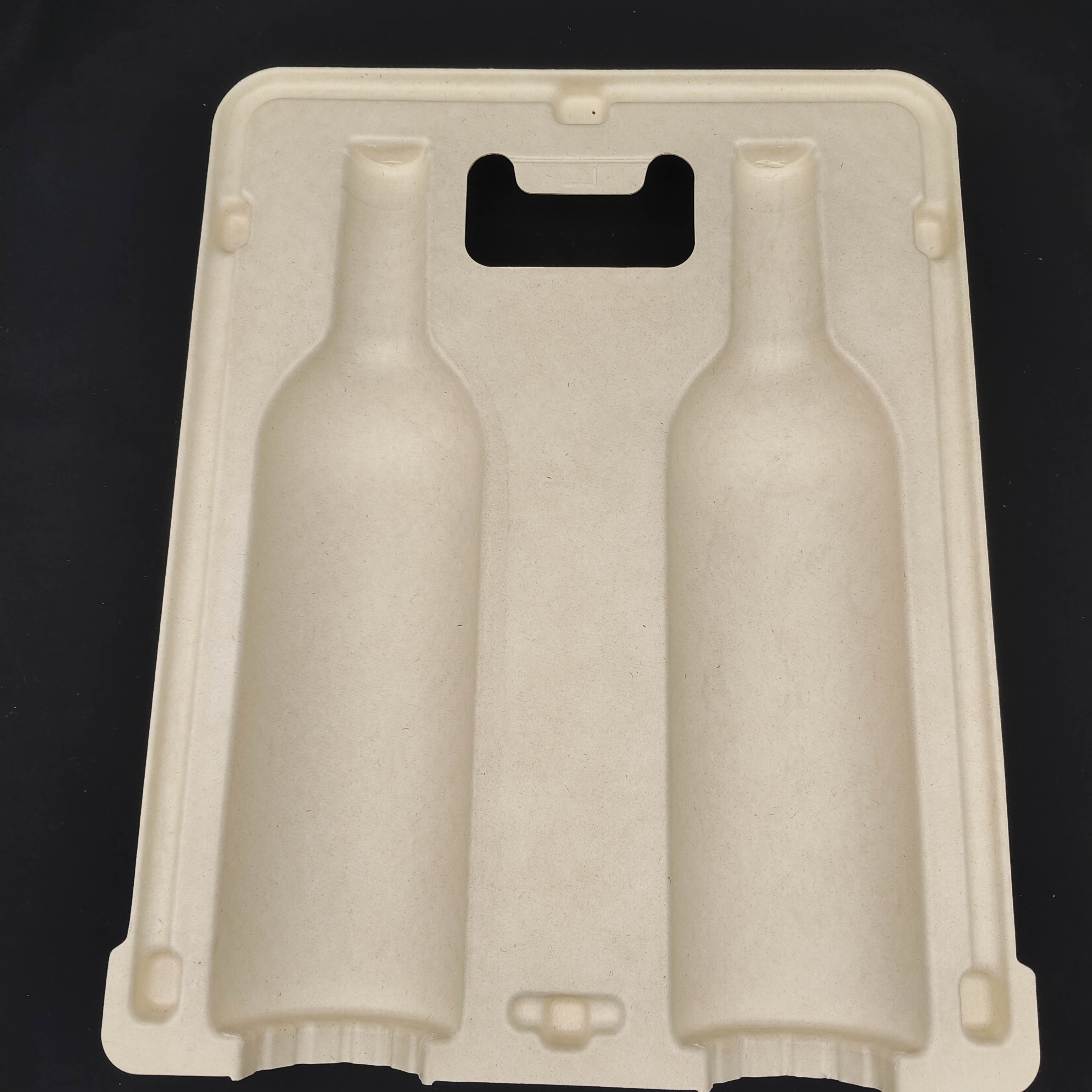 Double-bottle high-end red wine packaging made of virgin sugarcane pulp through pulp molding technology, which is environmentally friendly, shockproof