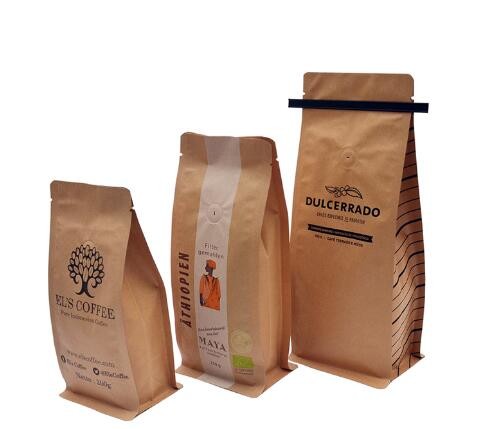 Custom Made Candy/Sugar k Packaging Food Grade Brown Square Bottom Water Resistant Paper Bag