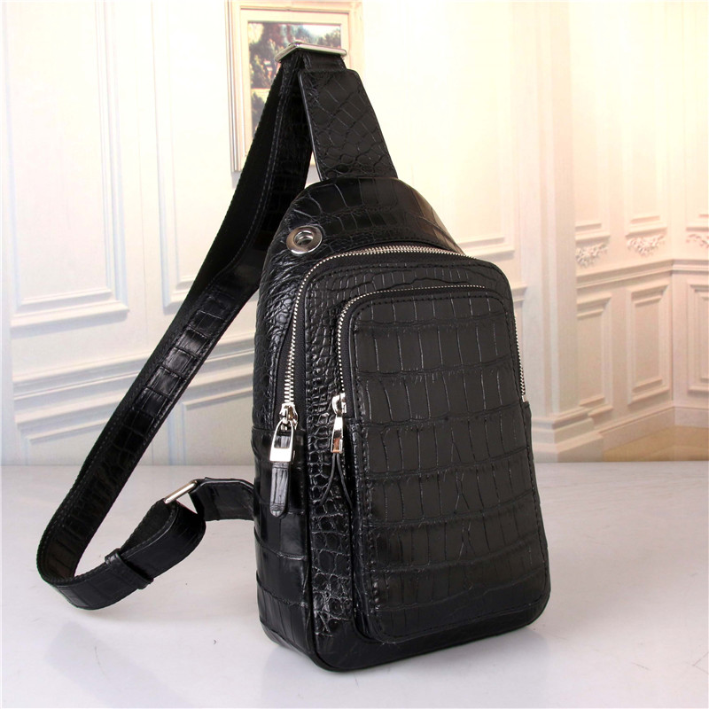 Fashion Designer Genuine Crocodile Belly Skin Casual Chest Bag For Men Messenger Bag Alligator Leather Cross Body Bag