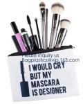 White Canvas Makeup Cosmetic Bag - Pouch Zipper Bag Organizer,Makeup Bag