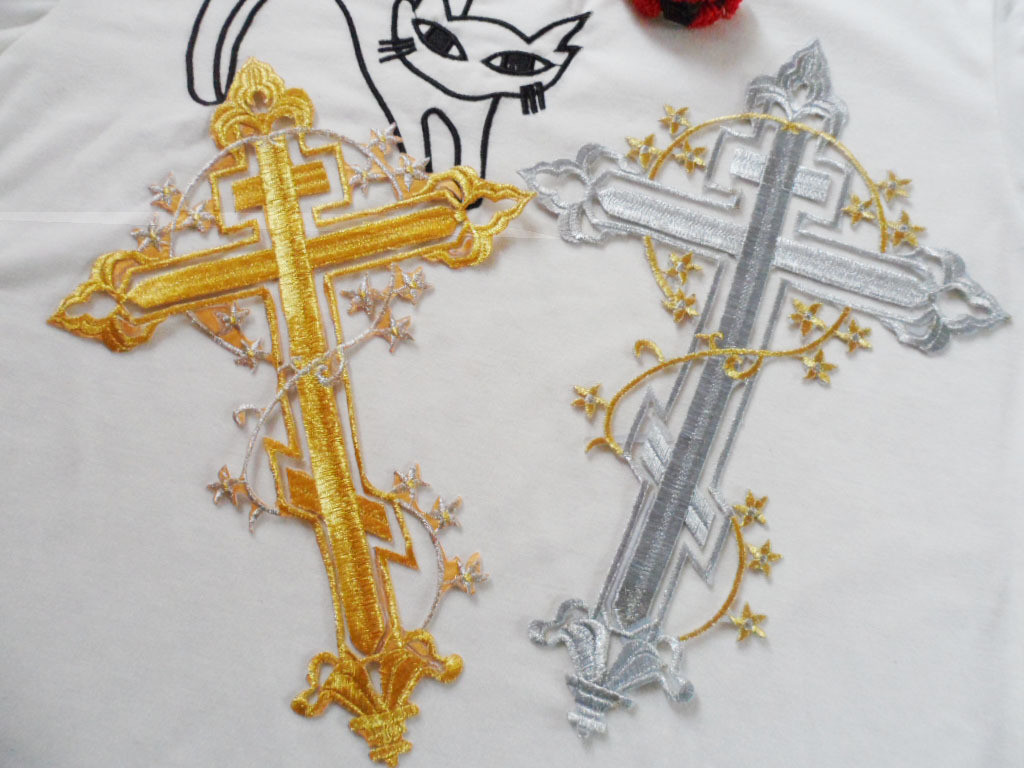 Hot Fix Motif Gold Wire Embroidery Flower Applique