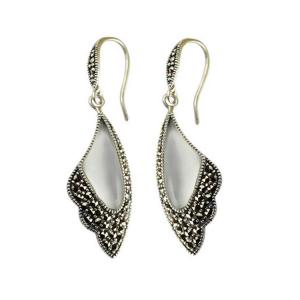 Wholesale Sterling Silver White Agate Drop Earrings Wing Style Women Jewelry ( E019362WHITE) from china suppliers
