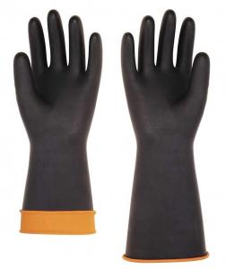 China Heavy-duty Rubber Latex Glove,smooth palm,black/orange color,weight 190g,size 14''and 18'' on sale