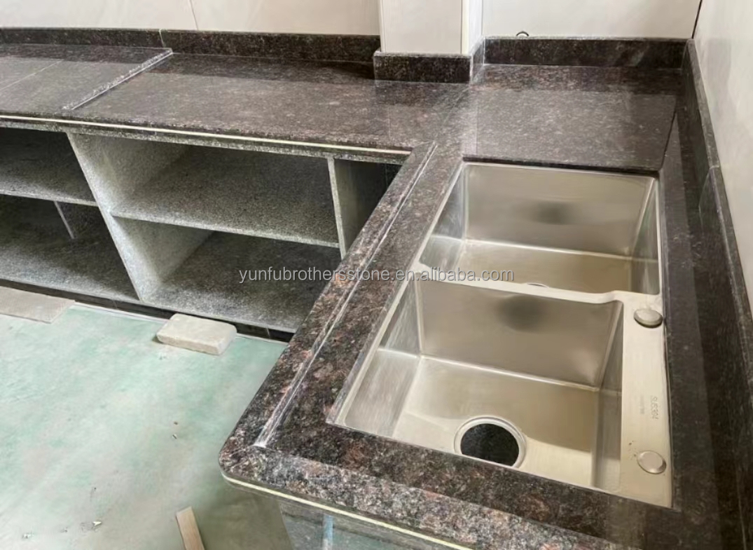 Park Modern British Brown Granite Stone Polished Surface for Kitchen Countertop Design