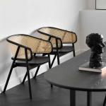 Nordic Rattan Armchair Natural Wood Solid Wood Lounge Dining Chair