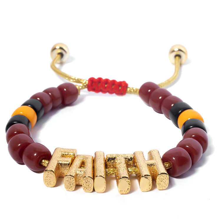 OEM gold Nylon Friendship Letter Bead Bracelet With adjustable braid clasp