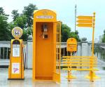 SGS Shipping Container Furniture London Telephone Booth Decor Clock Metal Model