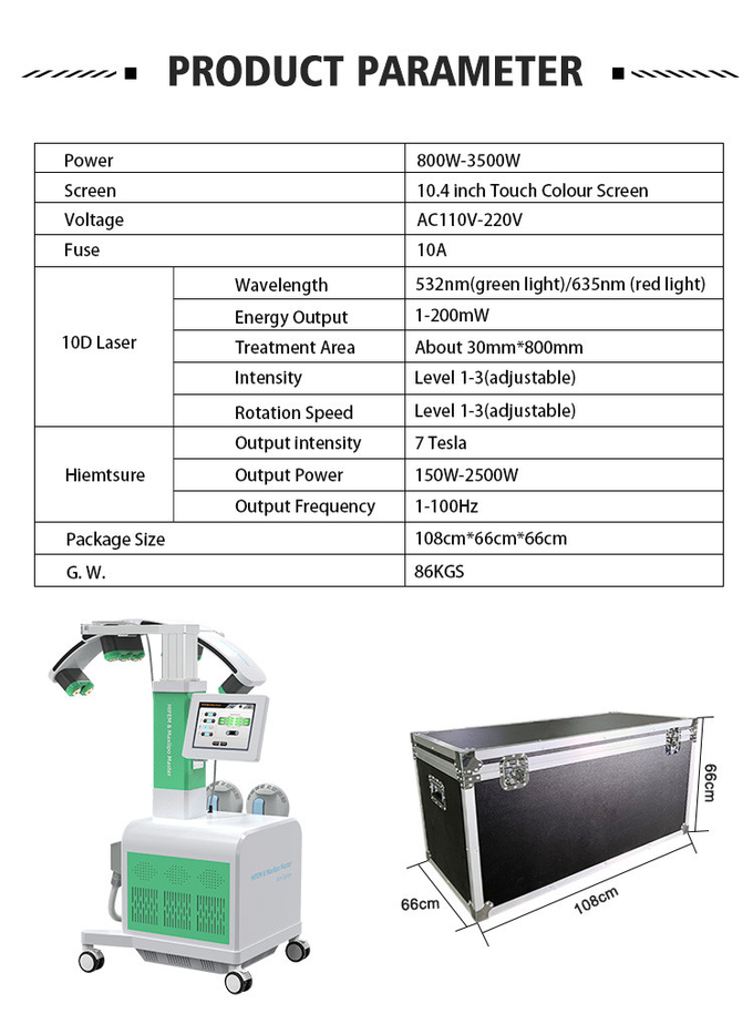 532 nm Diode Cold Laser Fat Removal Machine Fat Reduction Weight Loss Ems Body Slimming 10d LIPO LASER with EMS Machine