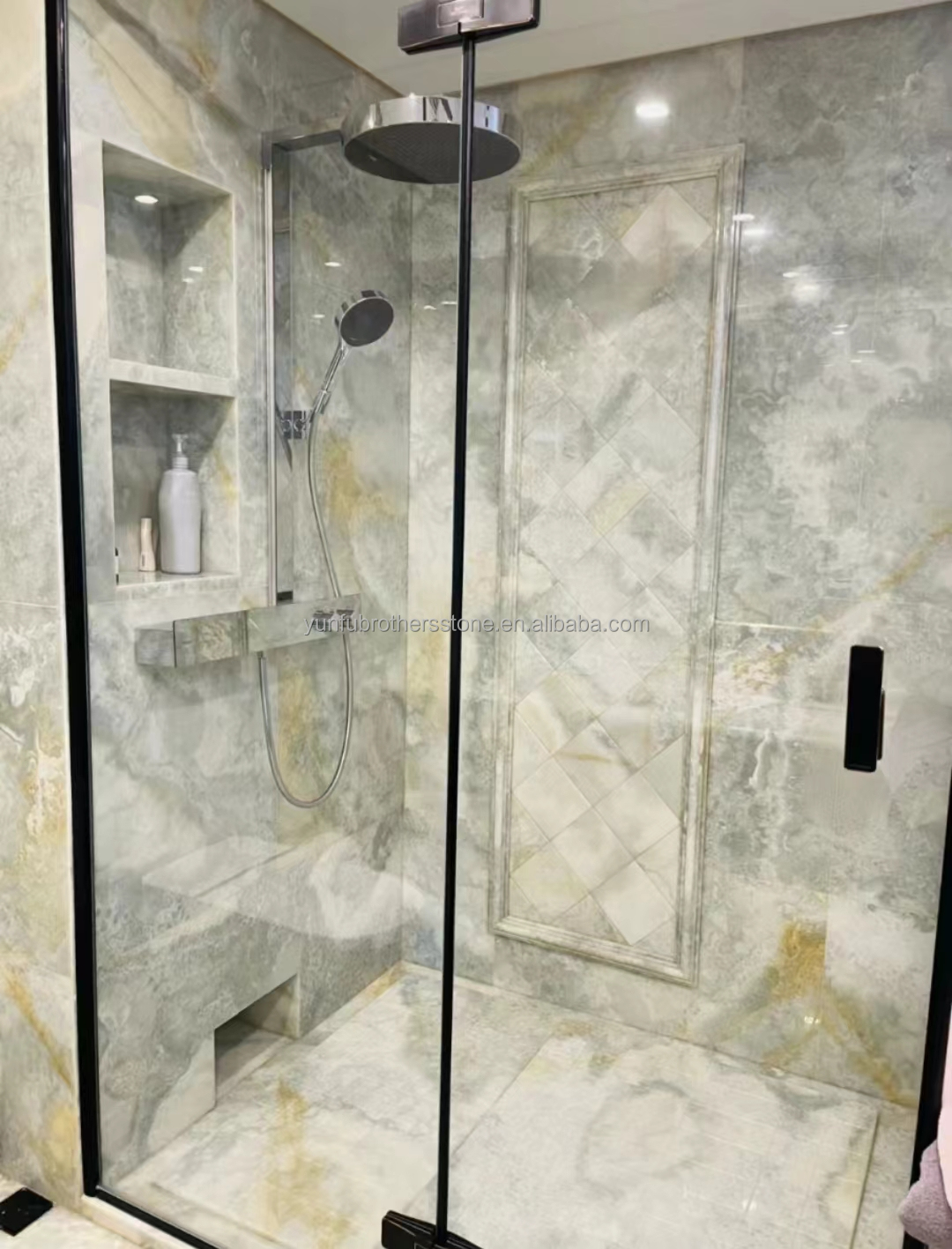 Modern Backlit Green Onyx Stone Slab 30mm Thickness for Graphic Living Room Jade Wall