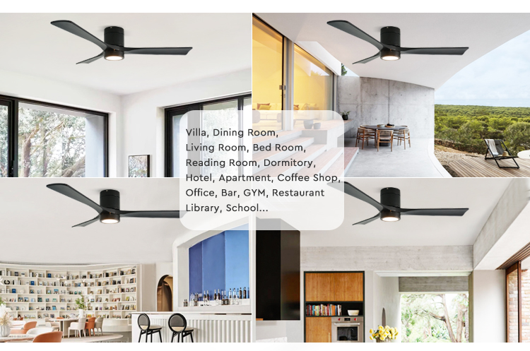 Flush Mounted LED Ceiling Fan with 3 Natural Wood Blades and Wall Control Convenience