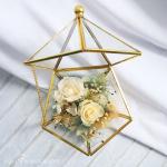 Metal Framed 15*15*14CM 4-5cm Preserved Rose Glass Dome