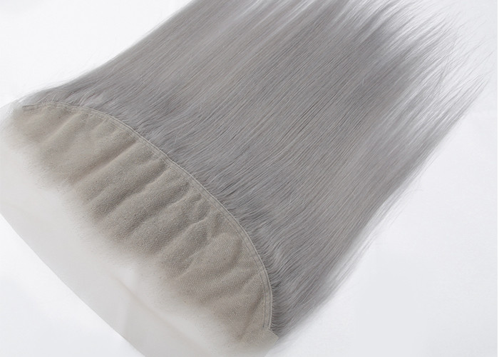 Silver Grey Swiss Lace Human Hair Lace Closure With 130% Density