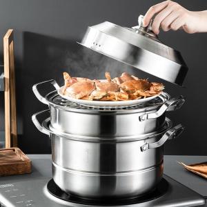 Wholesale Custom Kitchen Cookware 3 layer Food Steamer Cooker Steamer Pot 304 Stainless Steel Steam Cooking Pot from china suppliers