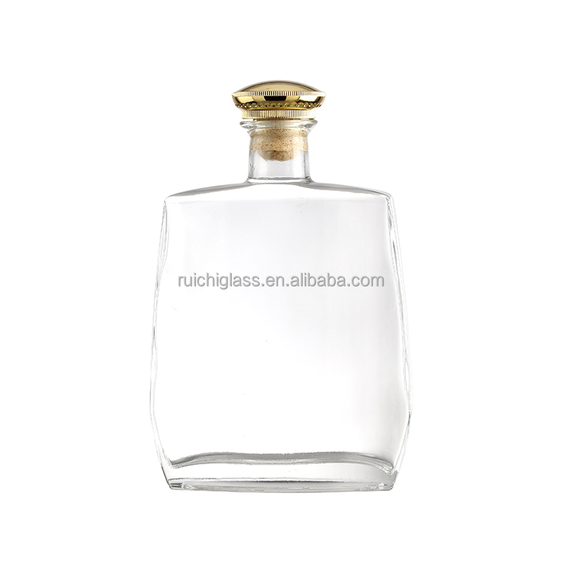 375ml 500ml 750ml Clear Round Glass Empty Whiskey Bottles for Beverage Packaging