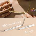 Polished 316L Stainless Steel Womens Engraved Necklace