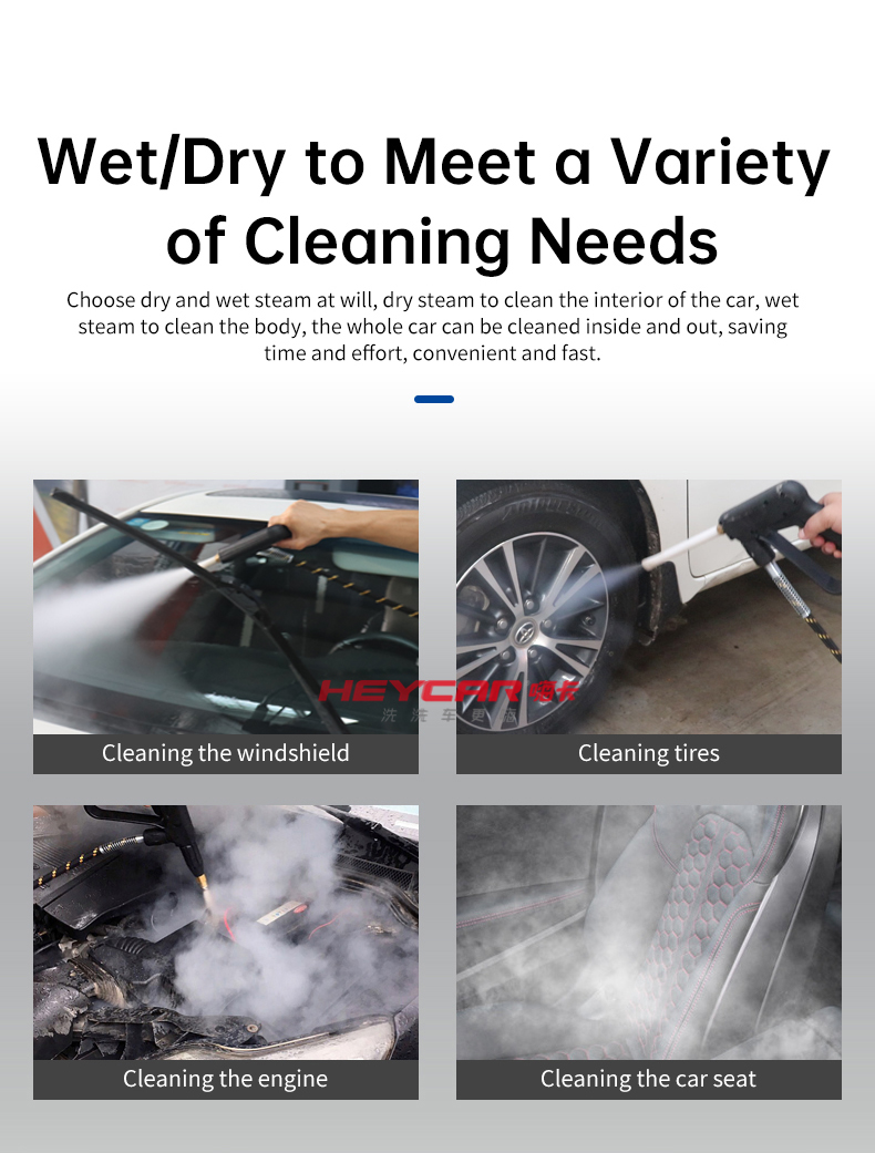 1500W Output Power Wet and Dry Steam High Pressure Car Washer for Cleaning Car Interior Engine Seats