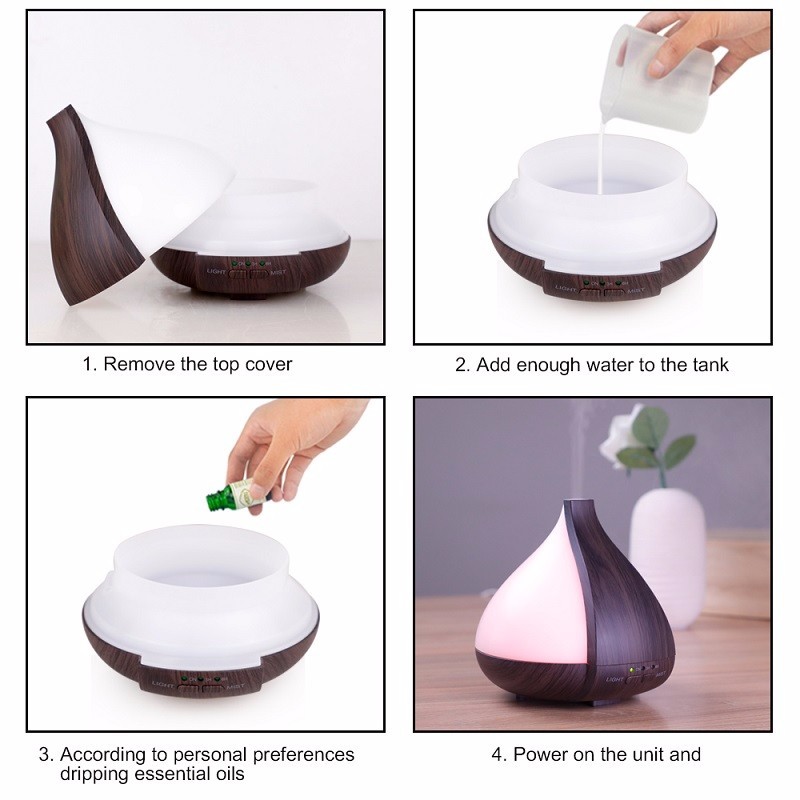 Ultrasonic 220ML Large Capacity Home Mist Wood Grain Colorful Aromatherapy Diffuser