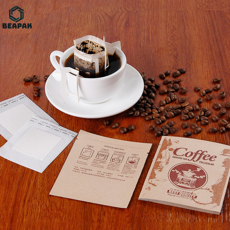 DQ PACK flexible packaging three-side sealed pouch for drip coffee filter bag for drink coffee