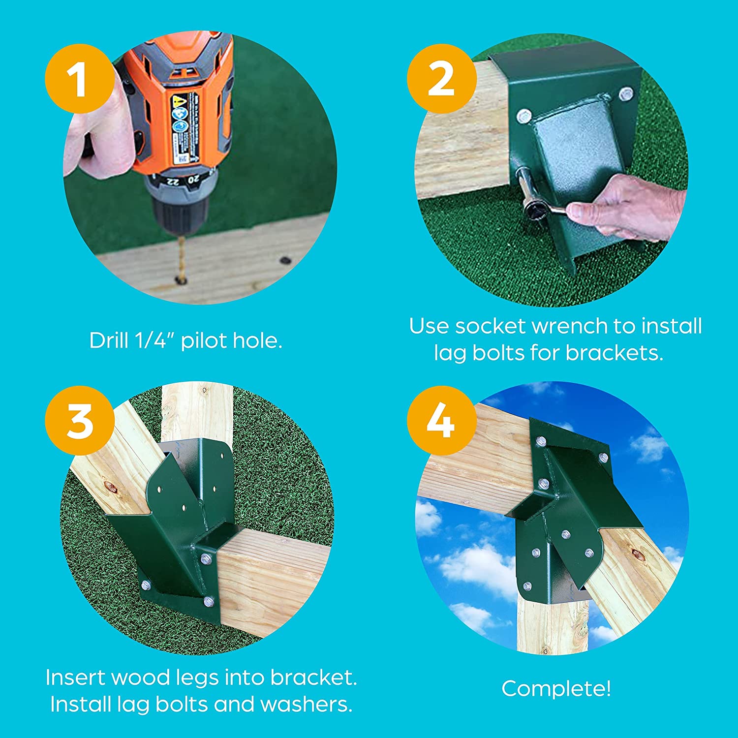 A-Frame 2 Brackets Green Coating Swing Set Bracket With Heavy Duty Mounting Hardware