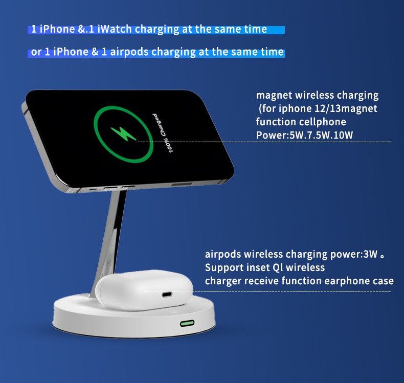 3 Level LED Night Light Wireless Double Charging Stand With Short Circuit Protection