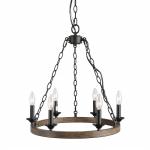 60Hz Vintage Pendant Lamps 6 Bulb Farmhouse Wooden Chandeliers Pendant Lights