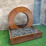 Led Light Corten Steel Water Feature For Garden