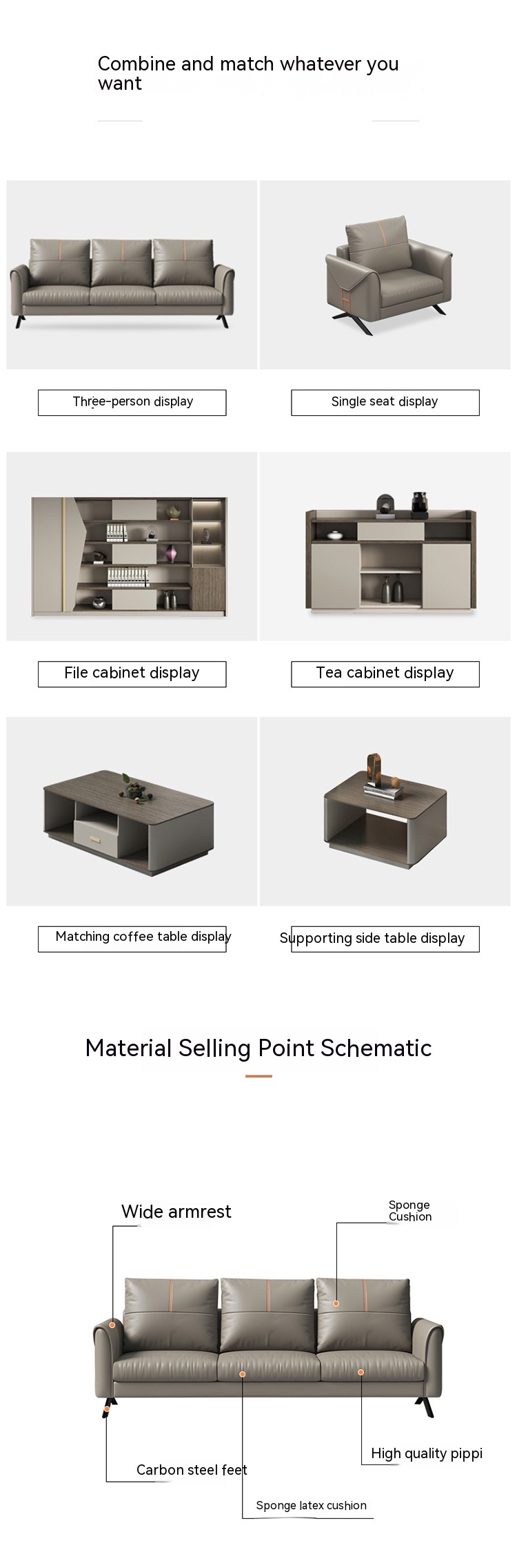 Modern Office Furniture Comfortable and Beautiful Sectional Sofa Set for Three Seater