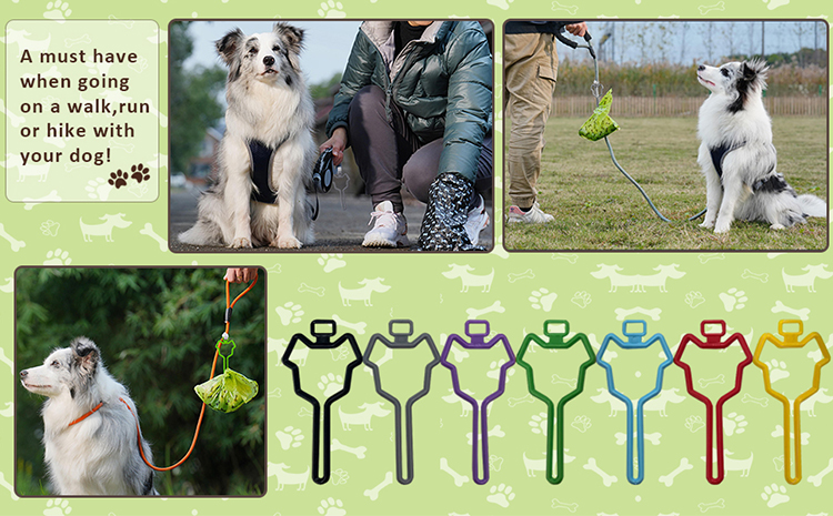 Easy Use Hand Free Dog Silicone Poop Bag Carrier Dog Poop Bag Holder Suitable for All Leashes with Touch Fasteners Attachment
