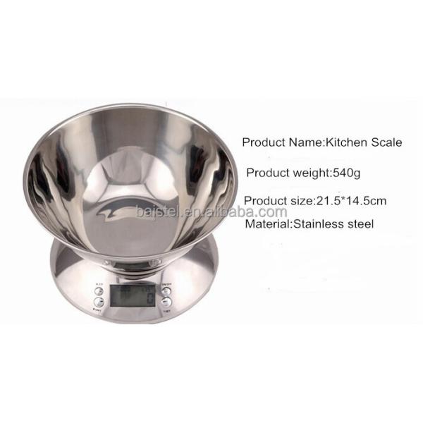 Digital Food Kitchen Scale 5kg 1g Capacity With Bowl