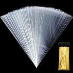 PP Plastic Packaging Treat Bags , Clear Plastic Cone Shaped Bags With Twist Ties
