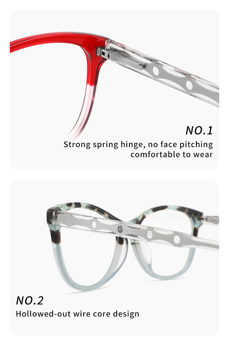 Clear Lens Women'S Acetate Classic Cat Eye Glasses Frame Special Temple Lens Width 2.08"
