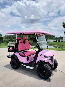 Wholesale 2+2-Seater Luxury Pink Electric Golf Cart With High Horsepower 14-Inch Off-Road Tires Lithium Battery from china suppliers