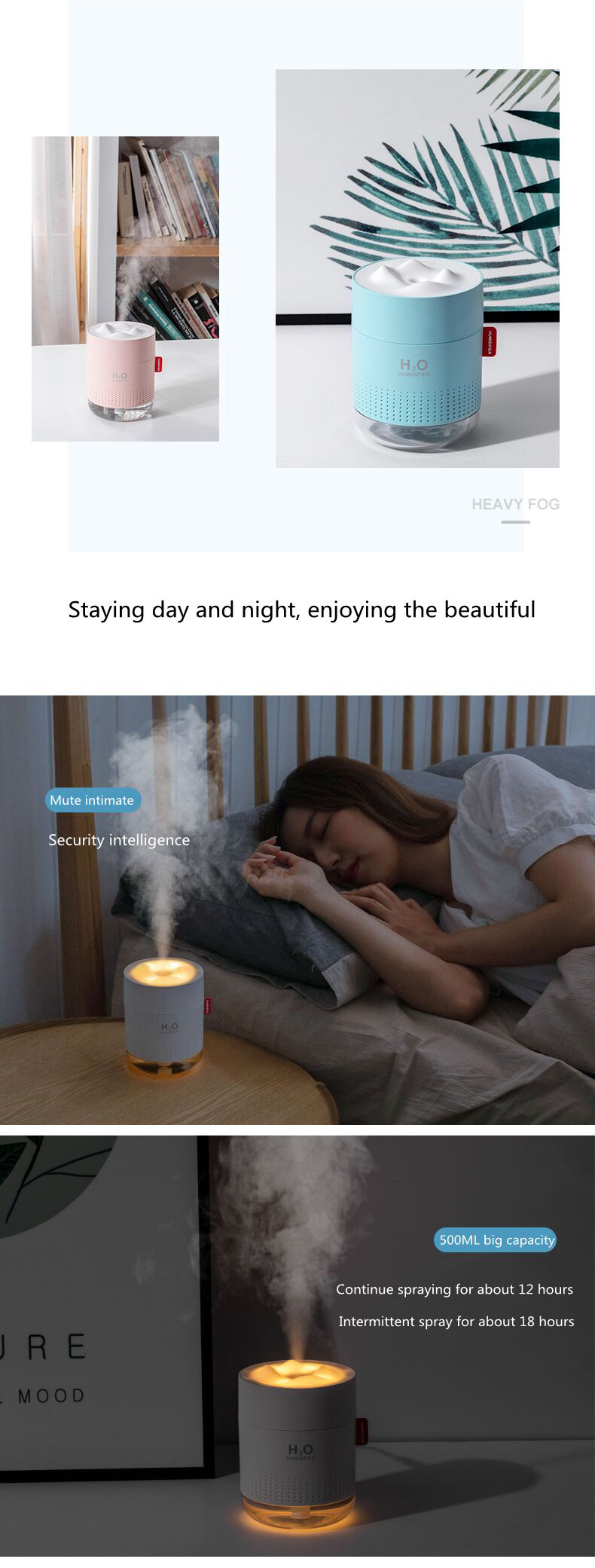Homefish OEM Luftbefeuchter 500ml Water Tank Capacity Pure Mist Humidifyers Humidificateur d Air Portable Desktop H20 Humidifier