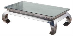Wholesale L138cm Rectangle Glass Top Coffee Table With Stainless Steel Legs from china suppliers