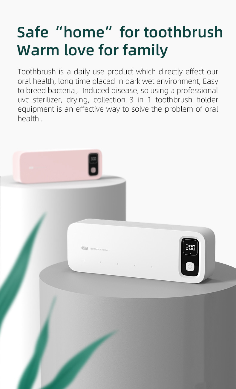 Smart Automatic UV Toothbrush Case With 2000Mah Battery 5 Toothbrush Positions