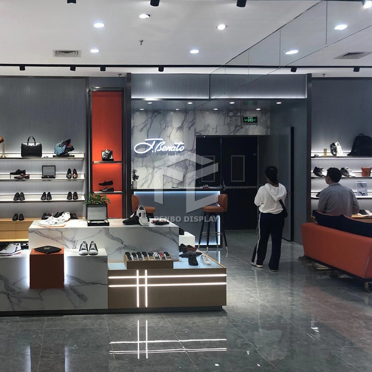 Modern 4 Layers Shoes Display Wall Racks For Store Interior Design