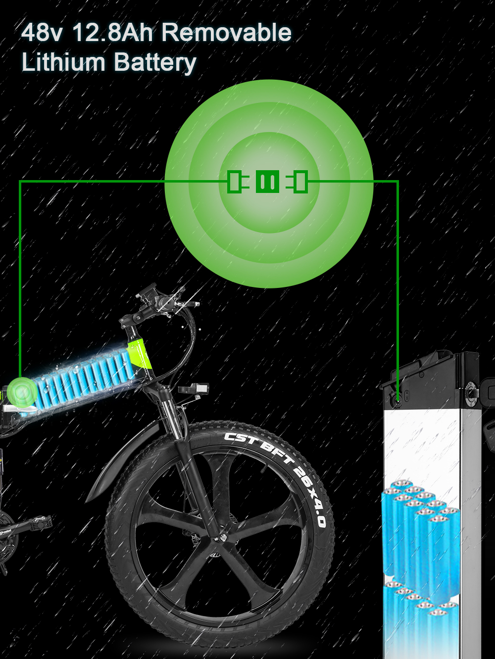 Folding Full Suspension Fat Tire Electric Bike 1000W 48V 26"*4.0 Snow Tire Disc Brake