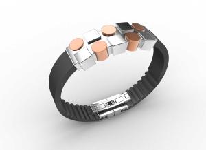 Wholesale Top Quality Europe Fashion Stainless Steel Genuine Leather Silicone Bangle Bracelet ADB98 from china suppliers