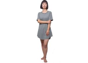 Wholesale Woman Short Sleeve Ladies Summer Pyjamas Nightwear Bamboo Cotton Stripe Fabric from china suppliers