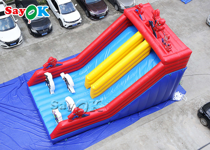 Spiderman Cartoon Dual Lane Inflatable Water Slides