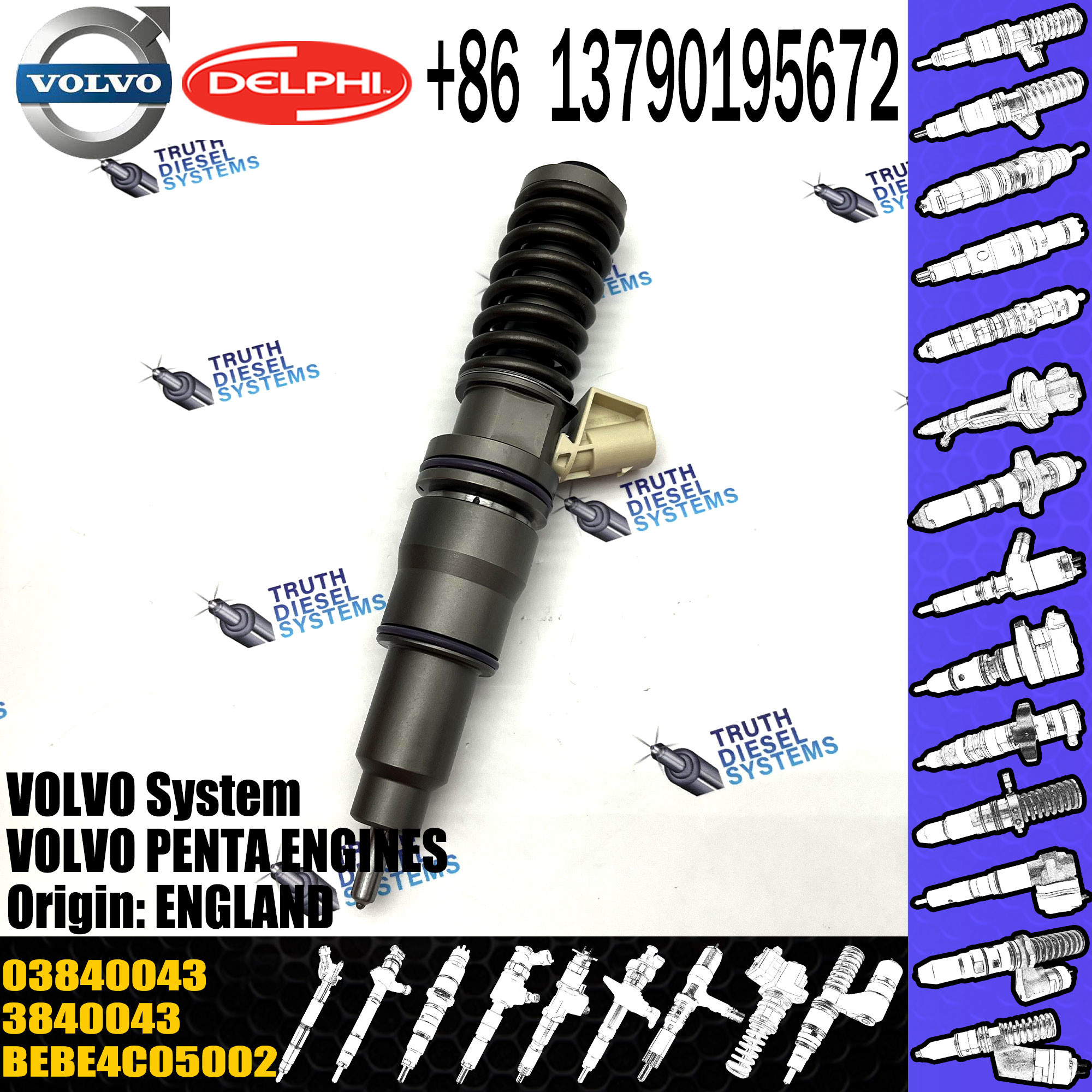 Common Rail Fuel Injector BEBE4C05001 BEBE4C05002 3840043 03840043 for VOL PENTA ENGINES