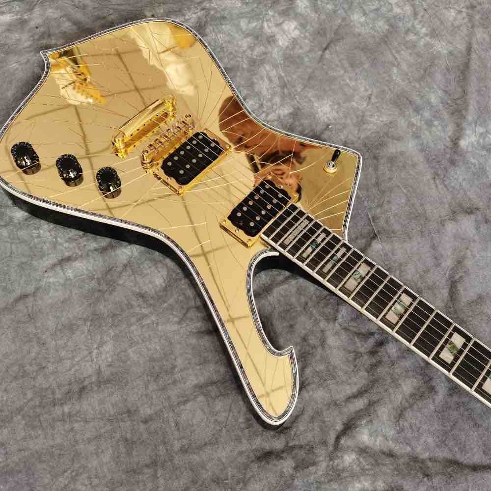 Custom New 6 Strings Advanced Electric Guitar Special-Shaped Guitar Mirror Crack Guitar Silver Hardware Customizable