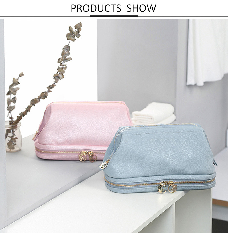 Blank Wholesale Two Zipper Luxury Cosmetic Bag High Quality Waterproof