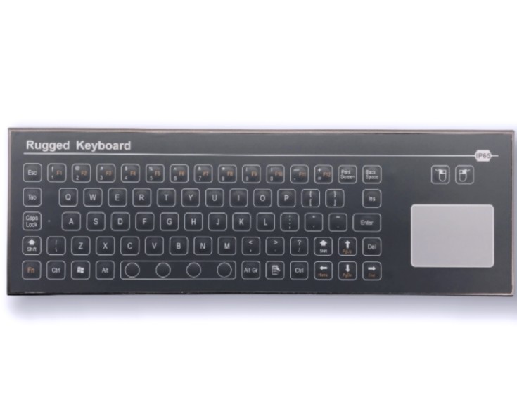 IP67 71 Keys Industrial Membrane Laptop Keyboard integrate TouchPad USB SUPER-SLIM Front Panel Mounted -40℃