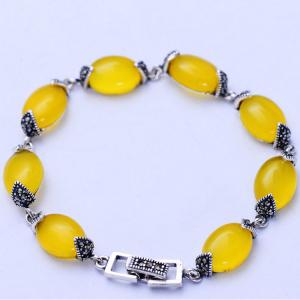 Wholesale Thai 925 Vintage Sterling Silver Yellow Cubic Zircoina Tennis Bracelet (055728) from china suppliers
