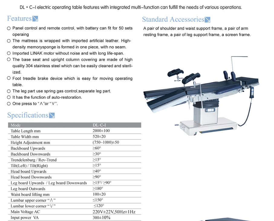 Operating room Electric operation table